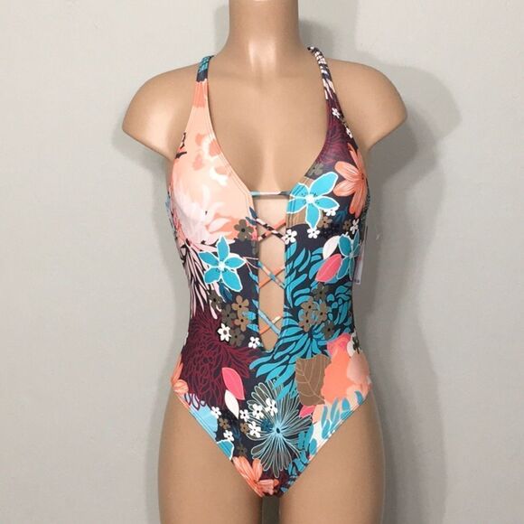 Vince Camuto floral plunge swimsuit. NWT - Picture 2 of 8